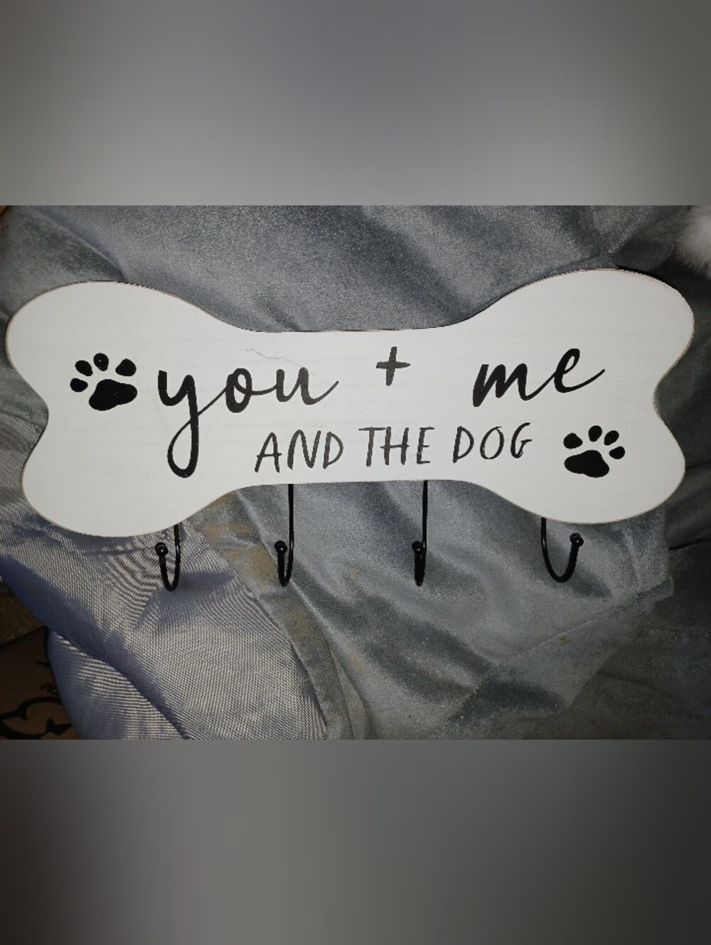 You + Me and the Dog Bone-Shaped Wall Hook - White & Black